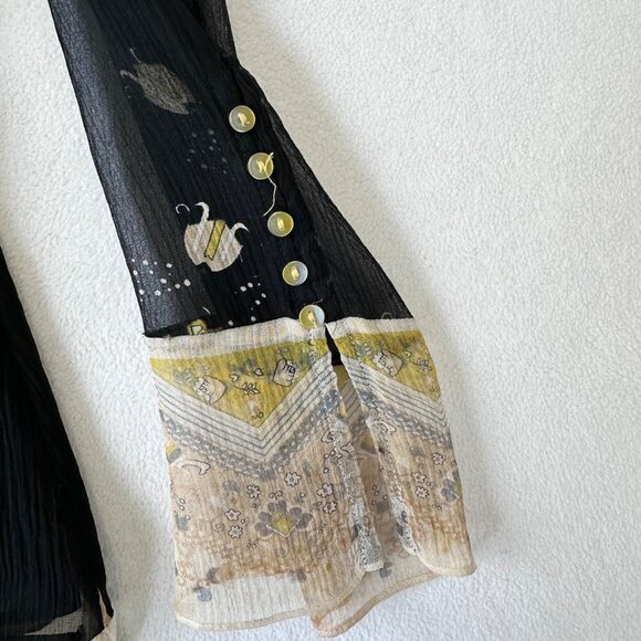 ECI New York Silk Y2K Empire Waist Long Sleeve Top Size M Fairy Feminine Sheer - Picture 10 of 14